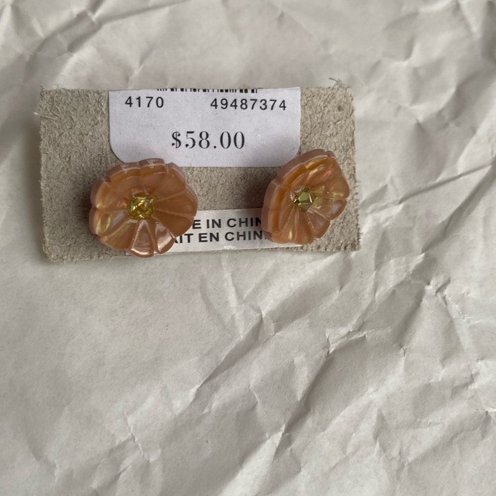 Anthropologie orange flower earrings